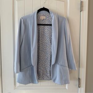 Skies Are Blue Soft Blue Blazer with Floral Lining